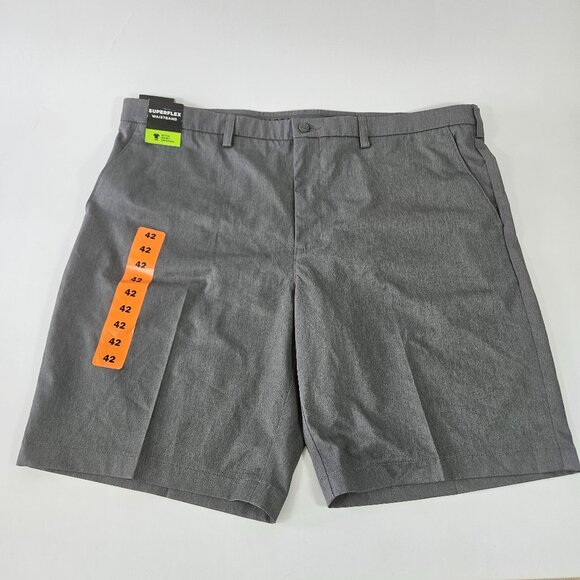 Haggar Premium Cool 18 Men's Shorts Sz 42 Gray Straight Fit Superflex Waistband - Picture 1 of 9